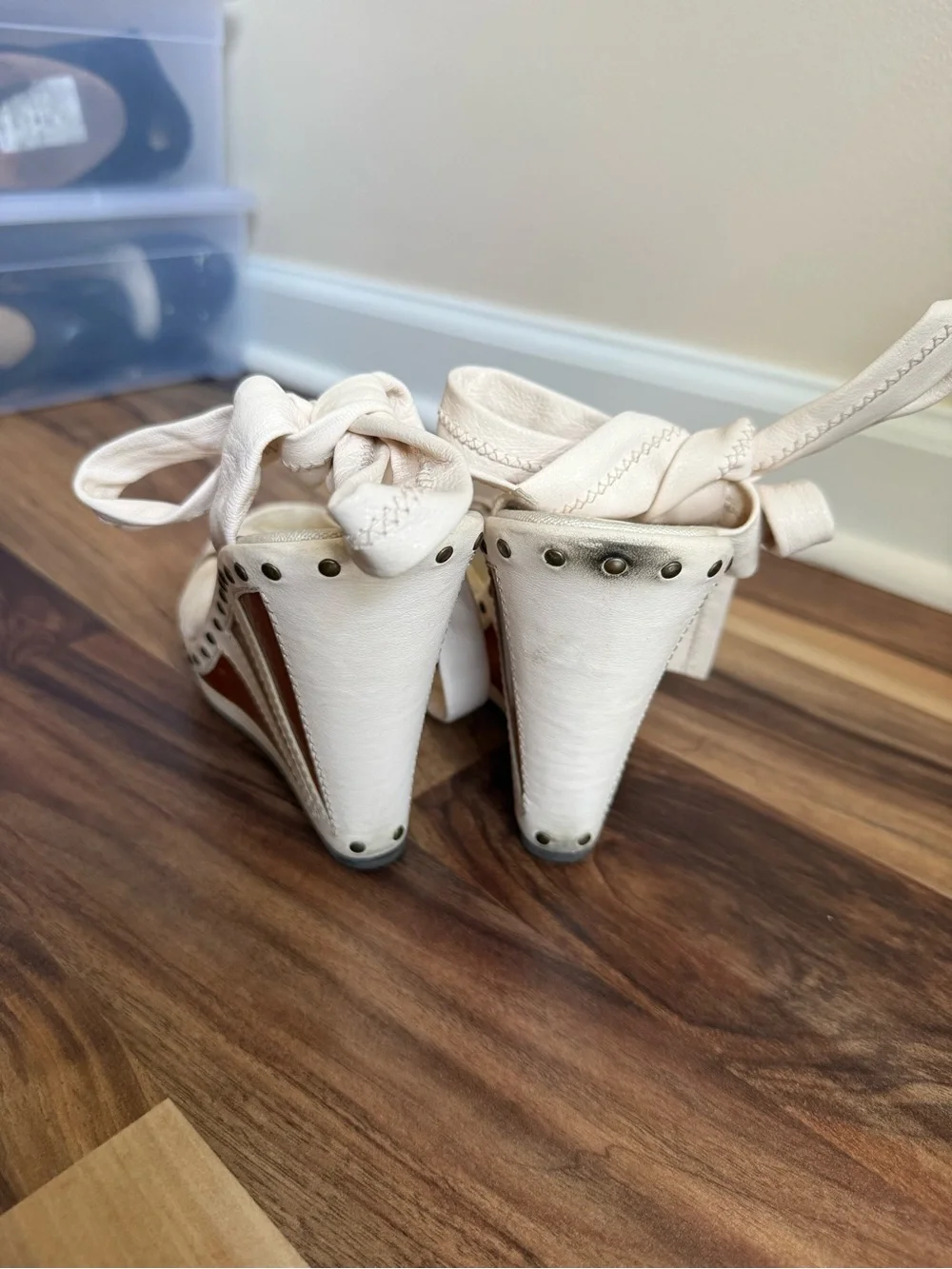 Fendi Cream Ankle-Tie Espadrille Sandals